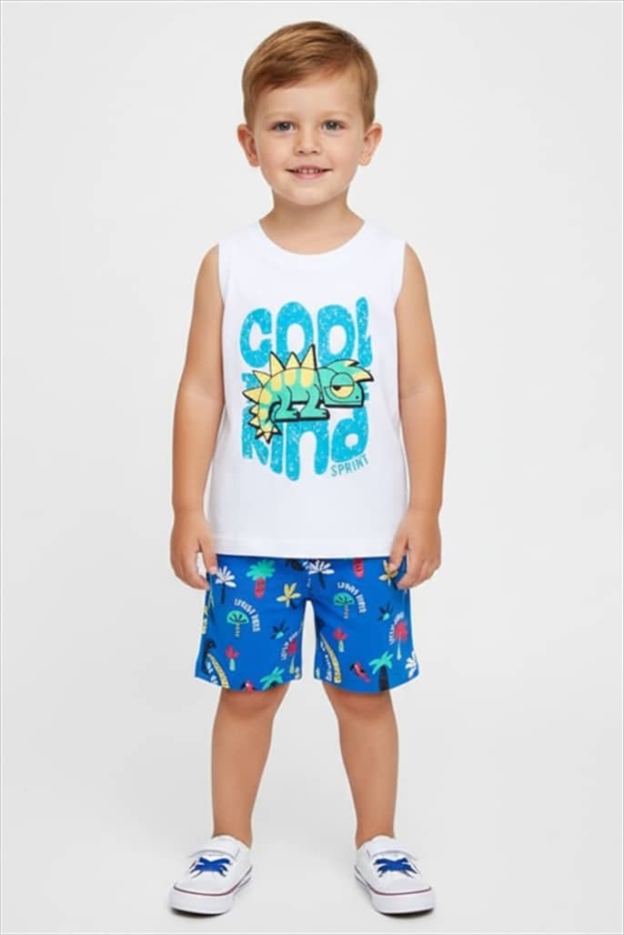 241-1007-WHT.jpg Shorts set - Image 1
