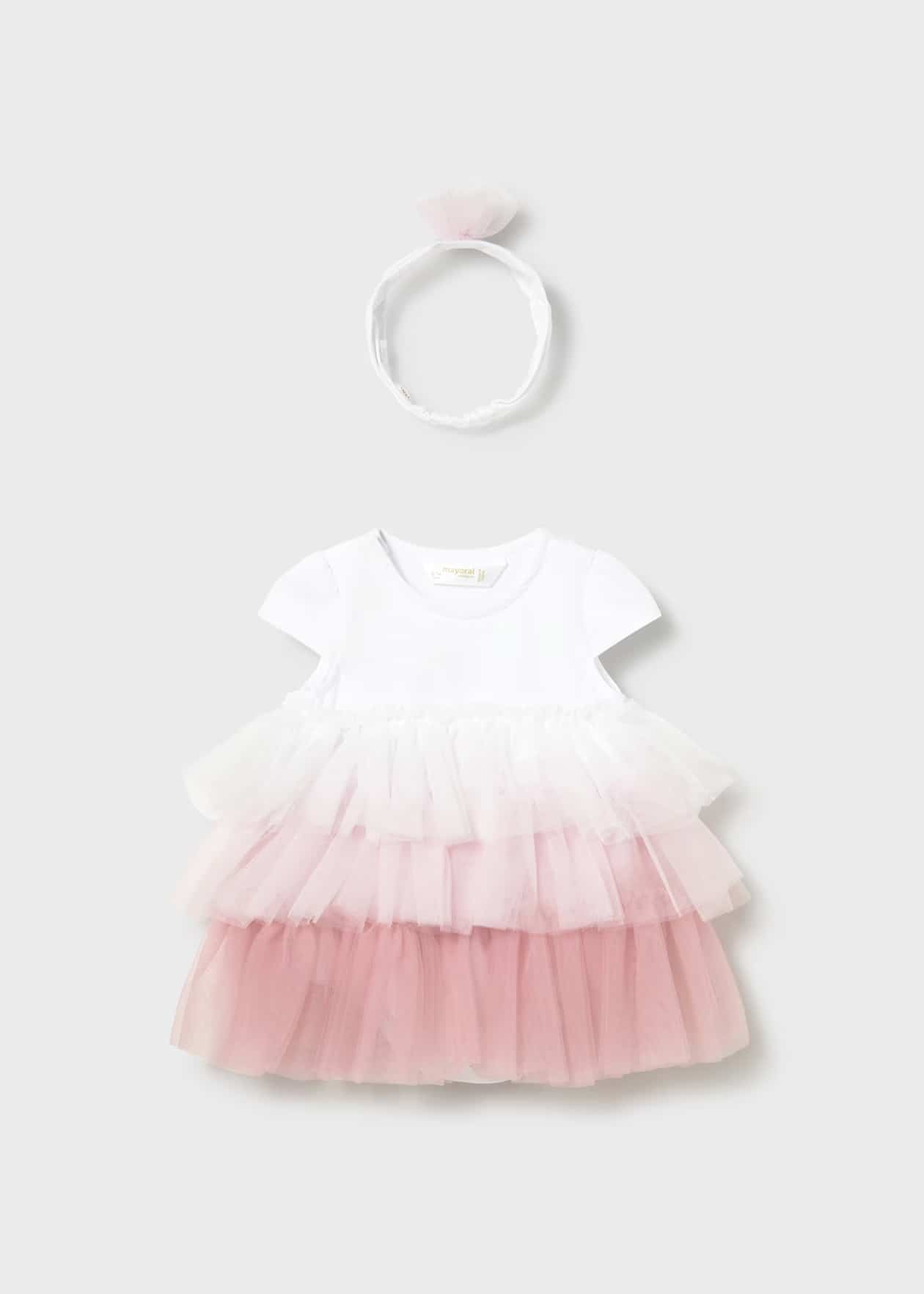 26-1601-PNK.jpg Dress with ribbon - Image 1