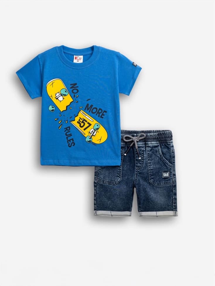 126-302100-BLU.jpg Short jeans set - Image 1