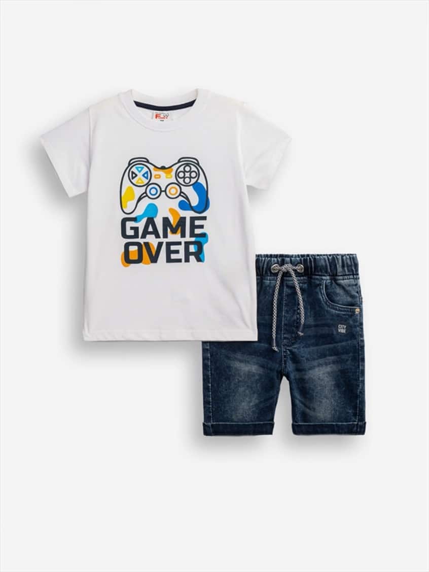126-302102-WHT.jpg Short jeans set - Image 1