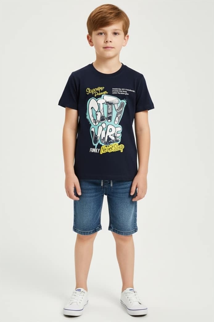 126-302105-DRKBL.jpg Short jeans set - Image 1