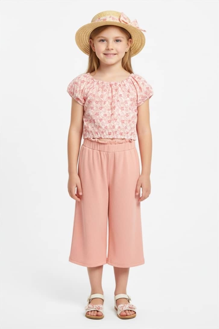 126-723103-PNK.jpg Pants set with hat - Image 1