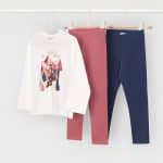 Long sleeve t-shirt with 2 leggings set
