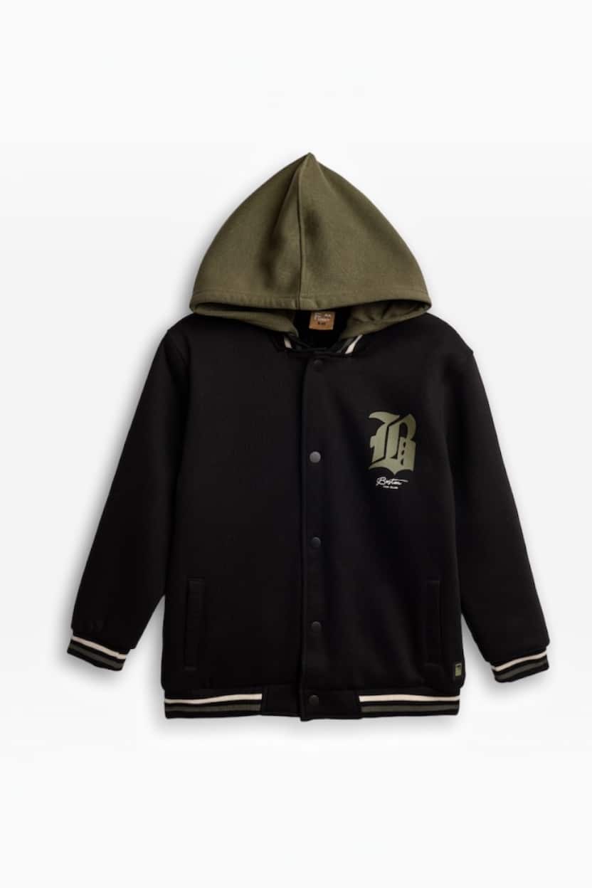 227-109102-BLK.jpg Varsity jacket with wool lining - Image 1